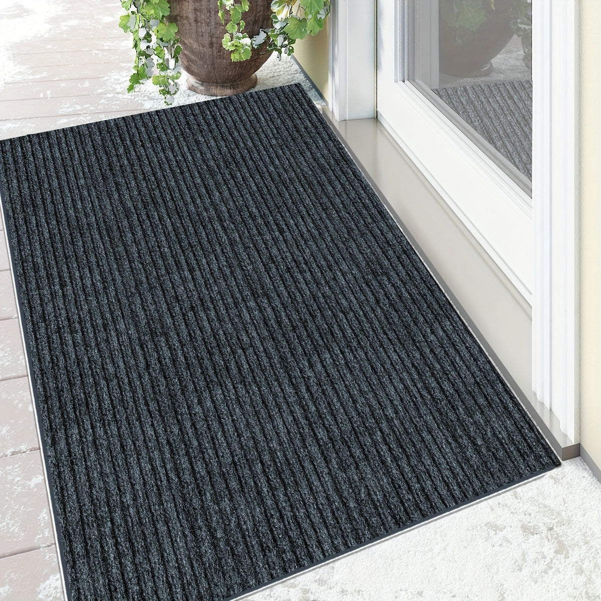 Durable All-Season Outdoor and Indoor Door Mat for Home Entrance, Anti-Slip Heavy Duty Front Door Mat for Garage, Garden, and Pets, Easy to Clean Absorbent Washable Dirt Trapper Indoor Mat