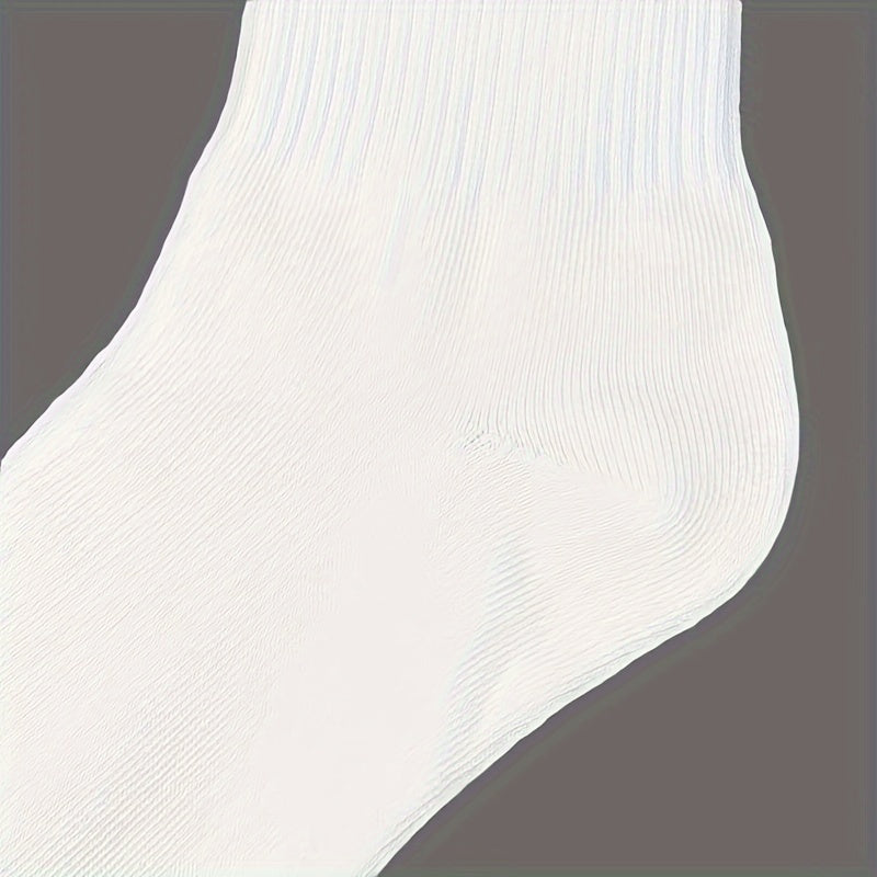 50 pairs of men's trendy solid crew socks for all seasons, comfortable and breathable for outdoor wear.