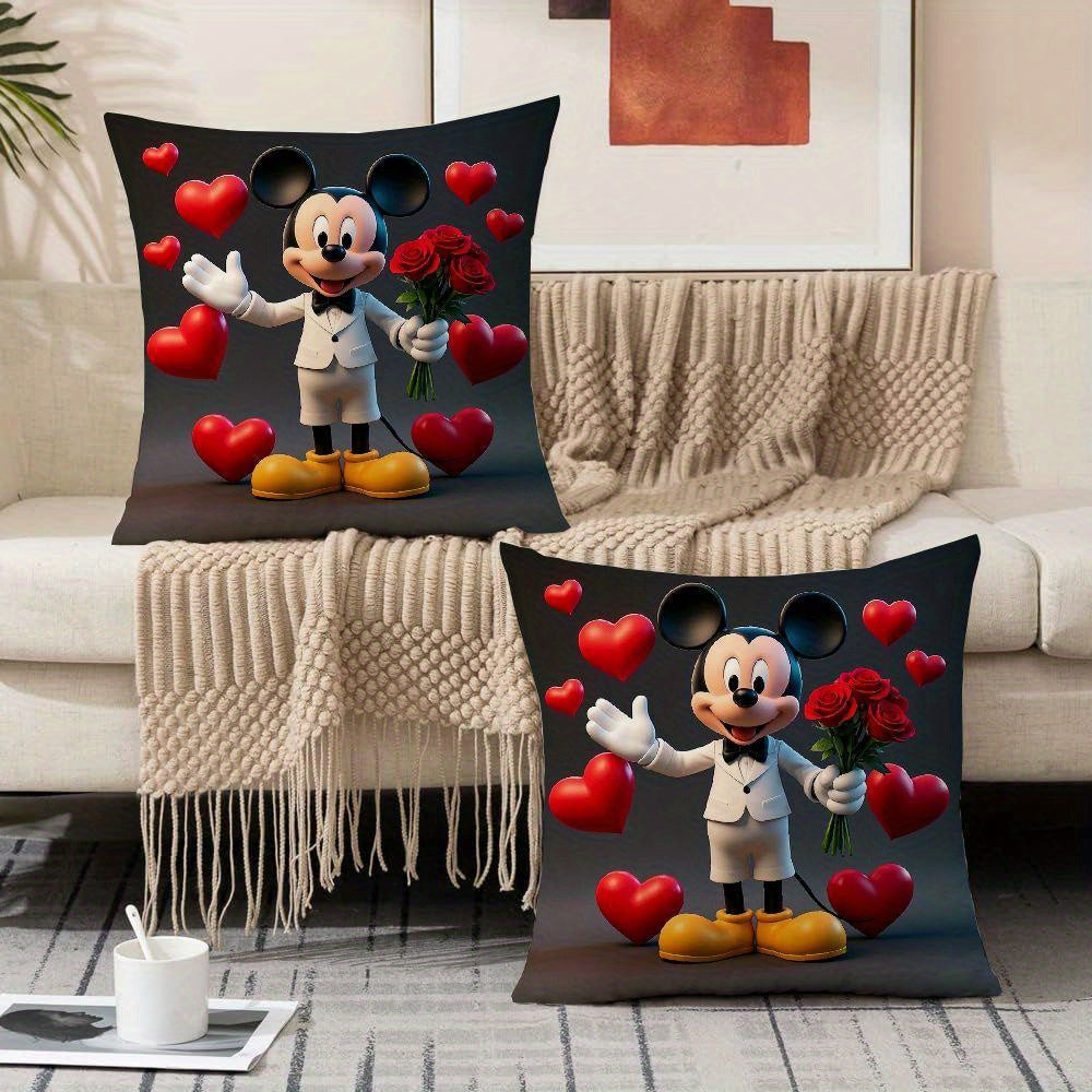 Two-Pack of Disney Mickey Mouse Double-Sided Throw Pillow Covers, perfect for adding a decorative touch to your sofa, living room, or outdoor space.