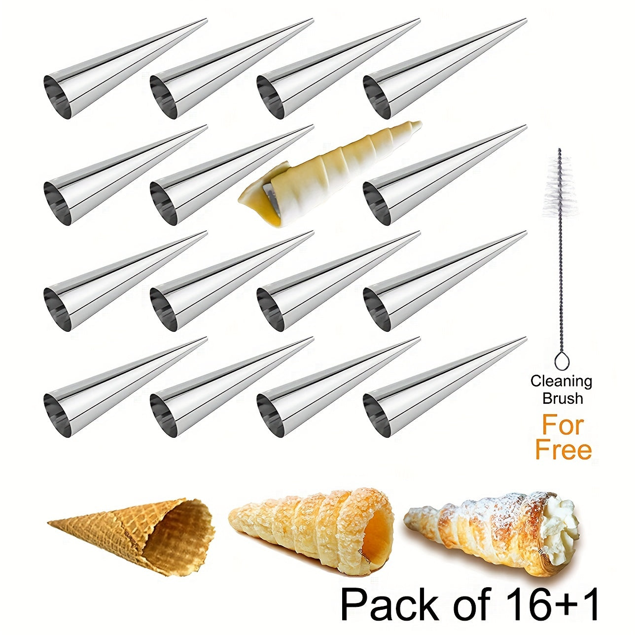 Pastry tool for cream horns, bread rolling, and ice cream cones - Stainless Steel Cone-Shaped Mold