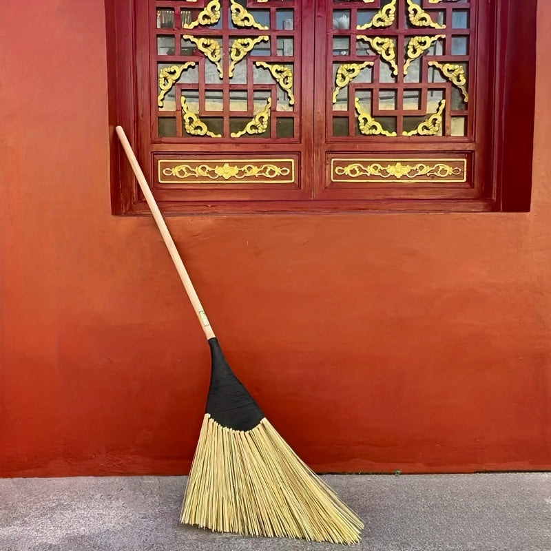 Multi-functional Bamboo Silk Angled Broom designed for Hard Floors and Outdoor Use - Ideal for Clearing Snow, Leaves, and Roads