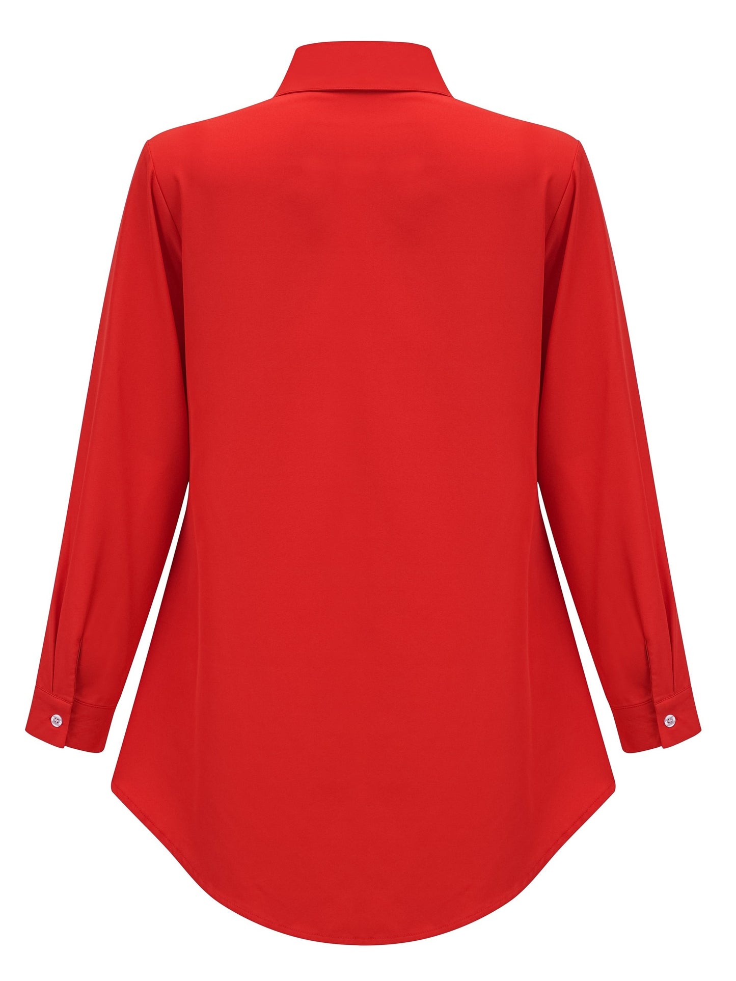 Stylish long sleeve button-front shirt in solid color for women, perfect for spring and fall wear.