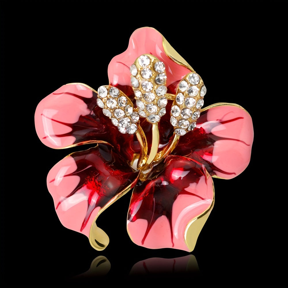 Stylish Flower Brooch Pins Made of High-Quality Alloy, Featuring a Unique Rose Design Adorned with Shimmering Rhinestones, Perfect for adding a touch of Glamour to Bridal and Wedding Attire