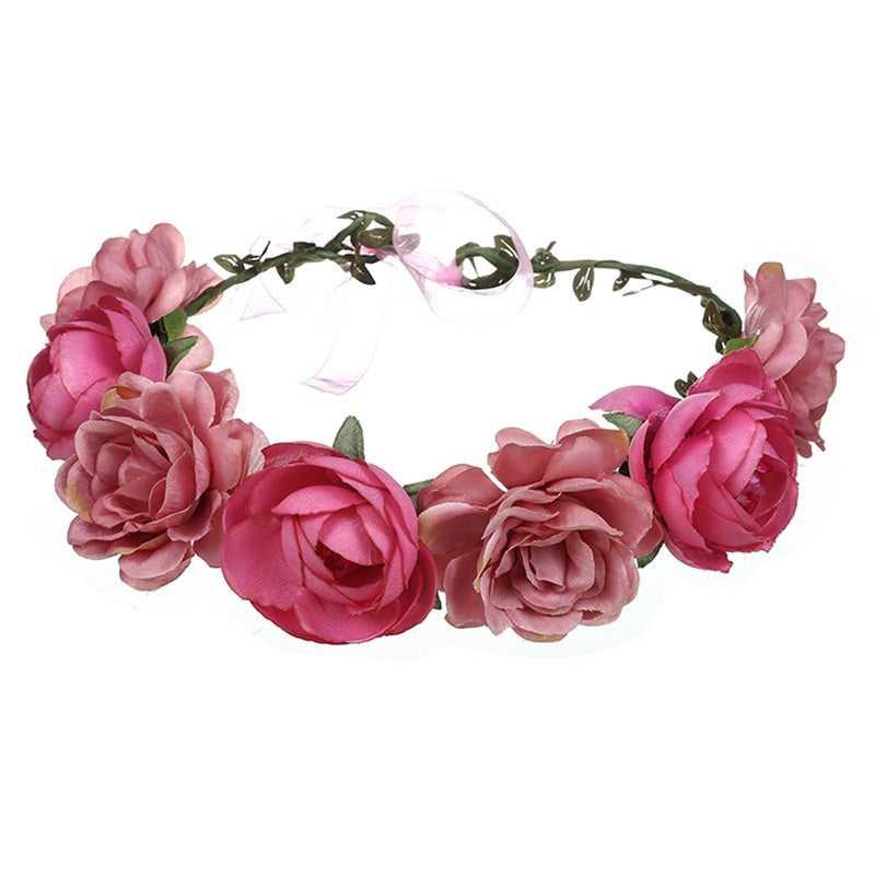 Rose Hairpin Holiday Wreath Hair Band with Simulation Flowers, Headpiece Flower Crown Headband, Floral Wedding Bridal Hair Hoop