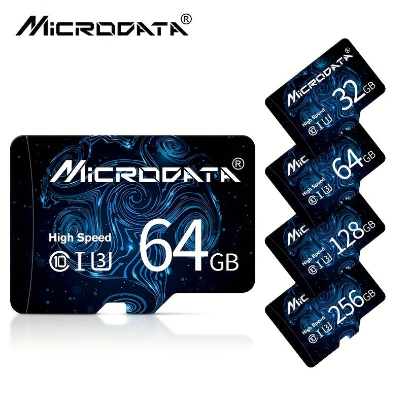 New micro TF SD cards with 32GB SDHC Class 10 for fast storage, also in 64GB, 128GB, and 256GB U3 SDXC mini flash drives for smartphones with an SD adapter.