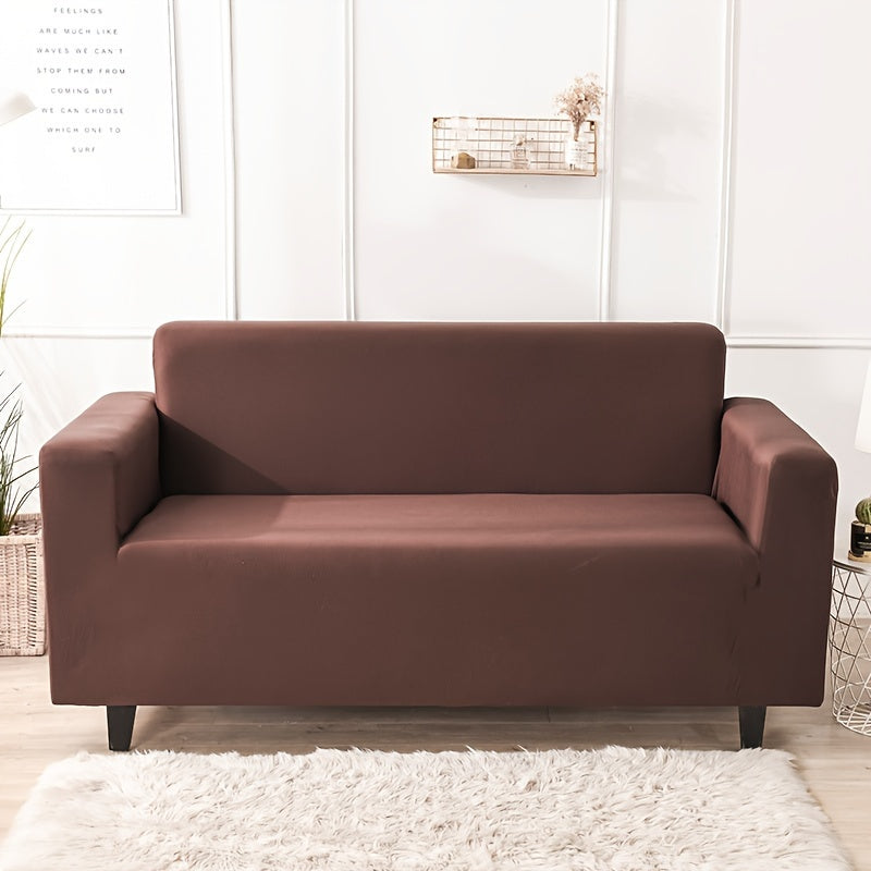 Modern sofa cover with non-slip elastic band, machine washable, made of 95% polyester and 5% spandex. Compatible with various sofa sizes, no printing, stitched craftsmanship, fabric weight of 100-120 g/m².