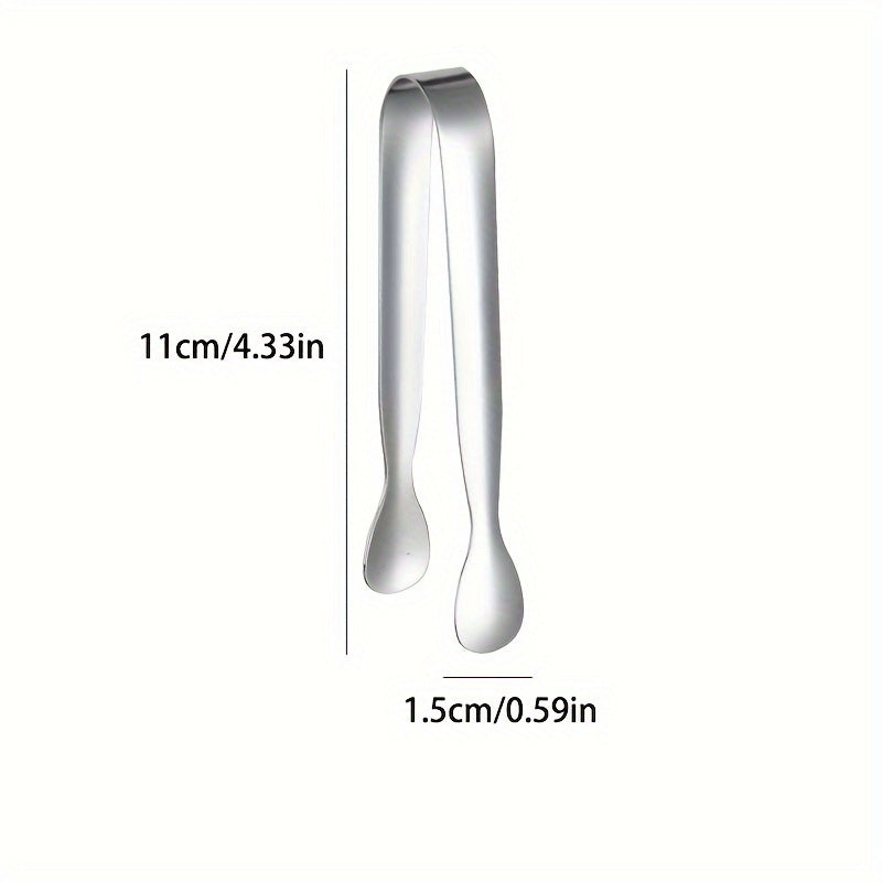 Stainless steel sugar and ice tongs with no burrs, suitable for kitchen use, available in small size in silver and gold.