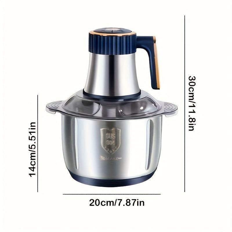 Stainless steel electric meat grinder with 5L capacity for meat, vegetables, fruits, nuts. EU standard plug.