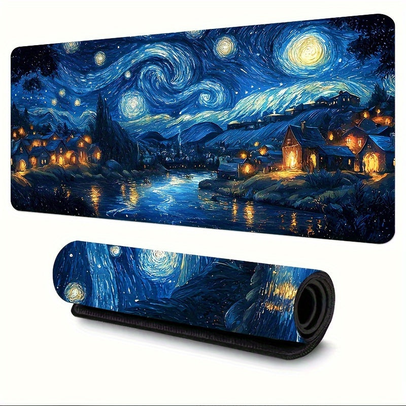 Artistic gaming mouse pad inspired by Starry Night - non-slip, water-resistant, precise control, perfect for gamers and professionals.