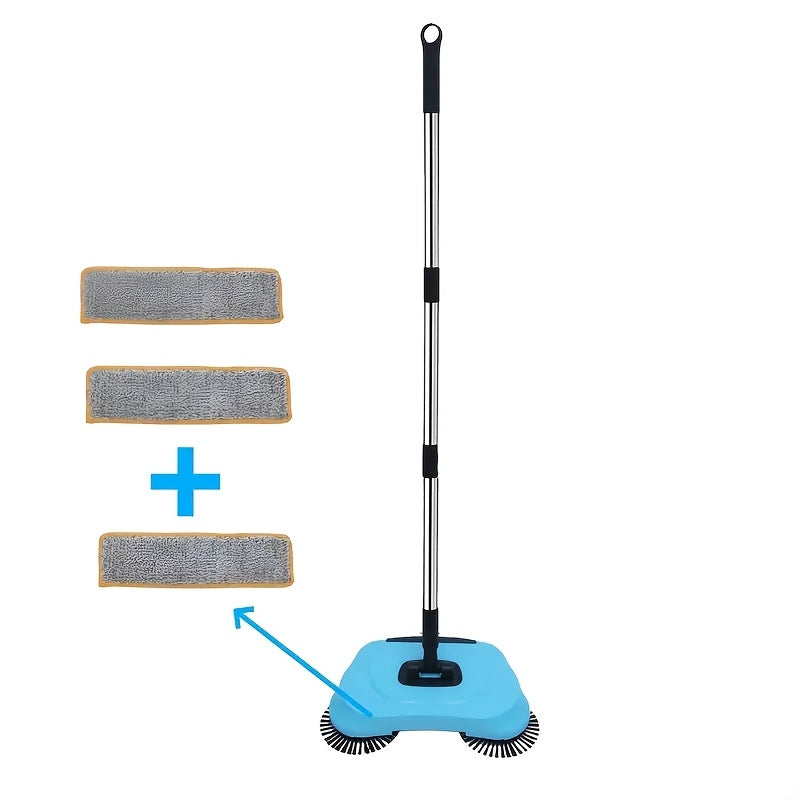 Get your hands on the 1pc 3-in-1 Multifunctional Manual Push Broom! This handheld sweeper is perfect for cleaning wood and tile floors, whether they're wet or dry. Say goodbye to pet hair and debris with this convenient tool that requires no electricity