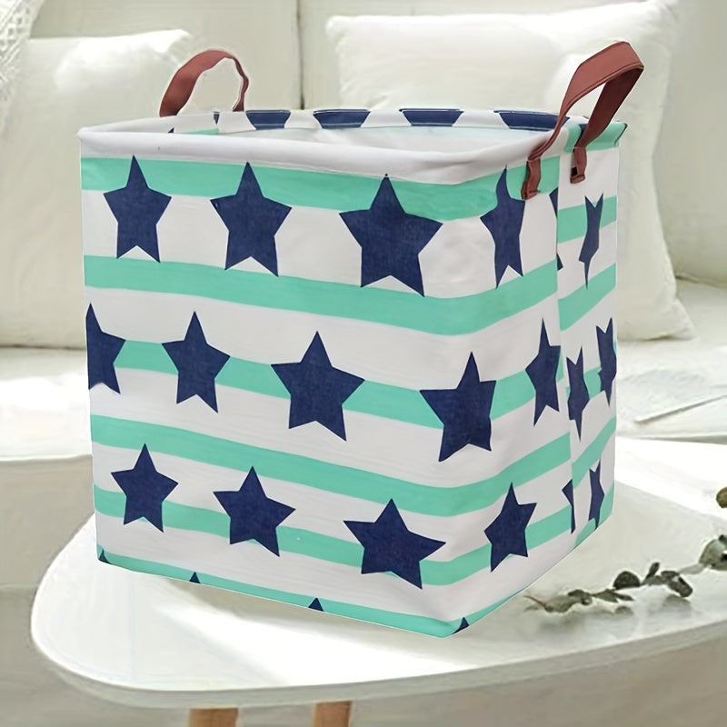 Spacious Foldable Canvas Laundry Basket with Waterproof PE Coating - Ideal for Organizing Clothes, Toys & Supplies in Bedroom or Office