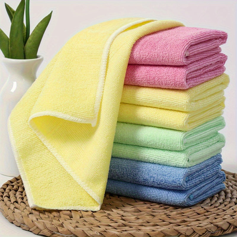 Pack of 5/10 Microfiber Kitchen Towels - Durable and Absorbent Cleaning Cloths, Non-Greasy Dish Wipes for Reusable Use. Ideal for Various Household Tasks in Kitchen, Bathroom, Living Room, and Glass & Floor Cleaning.