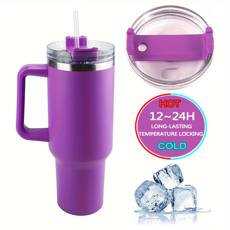 Sakura Train 40oz insulated tumbler with handle & straw lid for hot/cold beverages | BPA-free, shatterproof | Multiple colors | Perfect gift for outdoor activities.