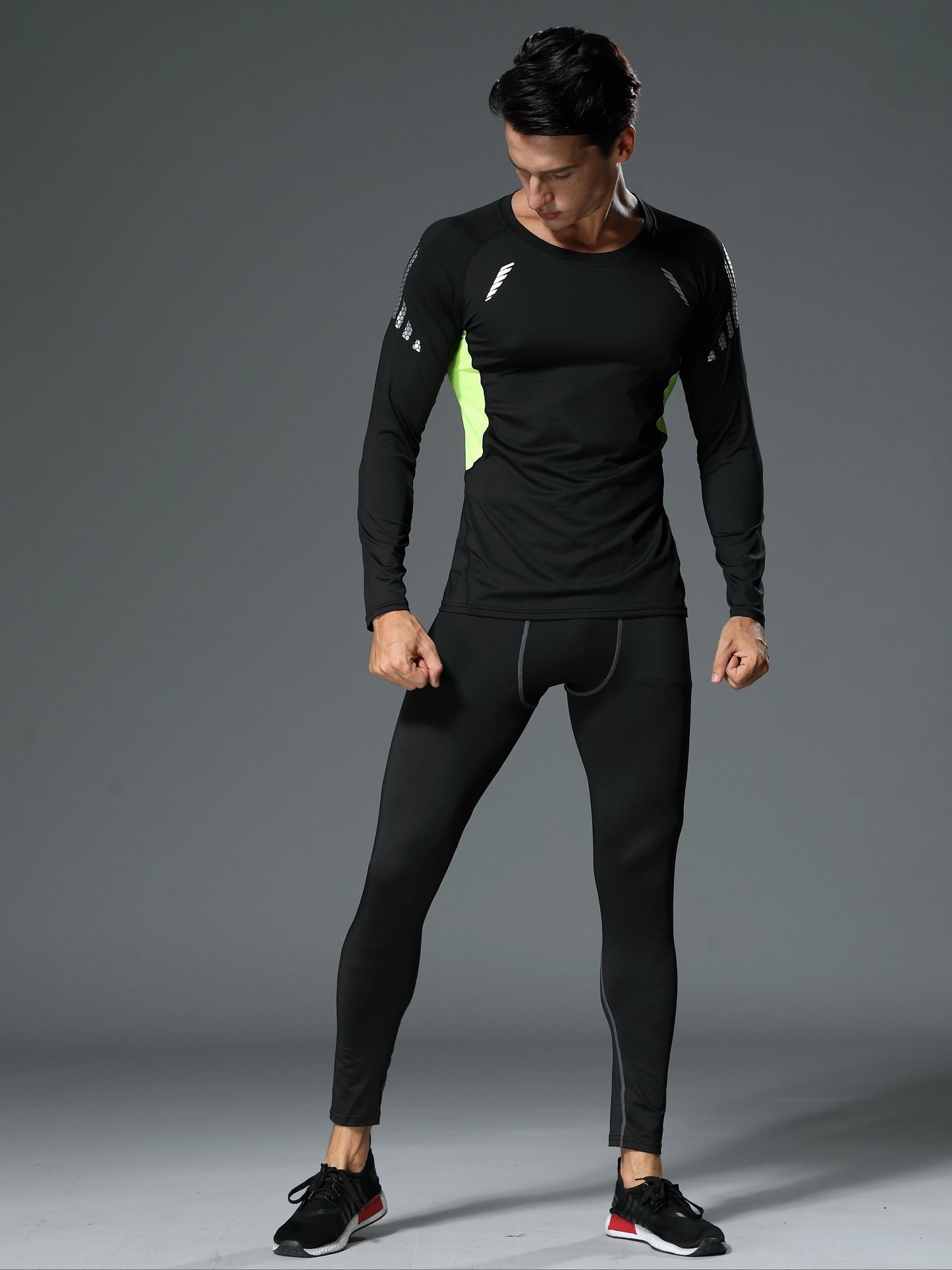 Men's 3-piece athletic set: quick-dry, stretchy running and gym gear for spring/fall workouts