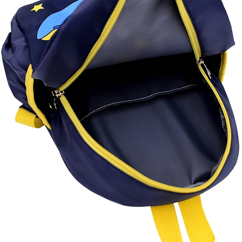 Kids' sturdy nylon backpack with adjustable straps, roomy interior, and side pockets for bottles and umbrellas - featuring a stylish cartoon design for both boys and girls.