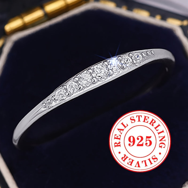 Simple S925 Sterling Silver Eternal Ring with Zirconia - 1 Gram, perfect for Ladies' Wedding or Engagement. This romantic piece of jewelry is suitable for any occasion, whether it be a wedding, party, or daily wear. Add an elegant touch to your outfit