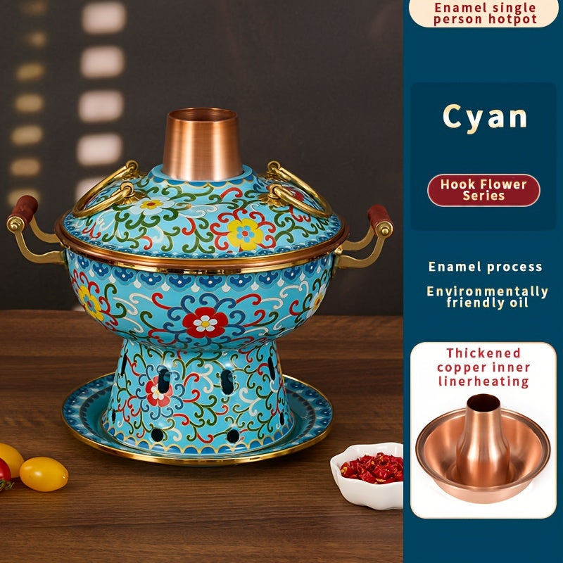 Single serving Enamel-Coated Purple Copper Hot Pot, dishwasher safe and ideal for both home and restaurant use.