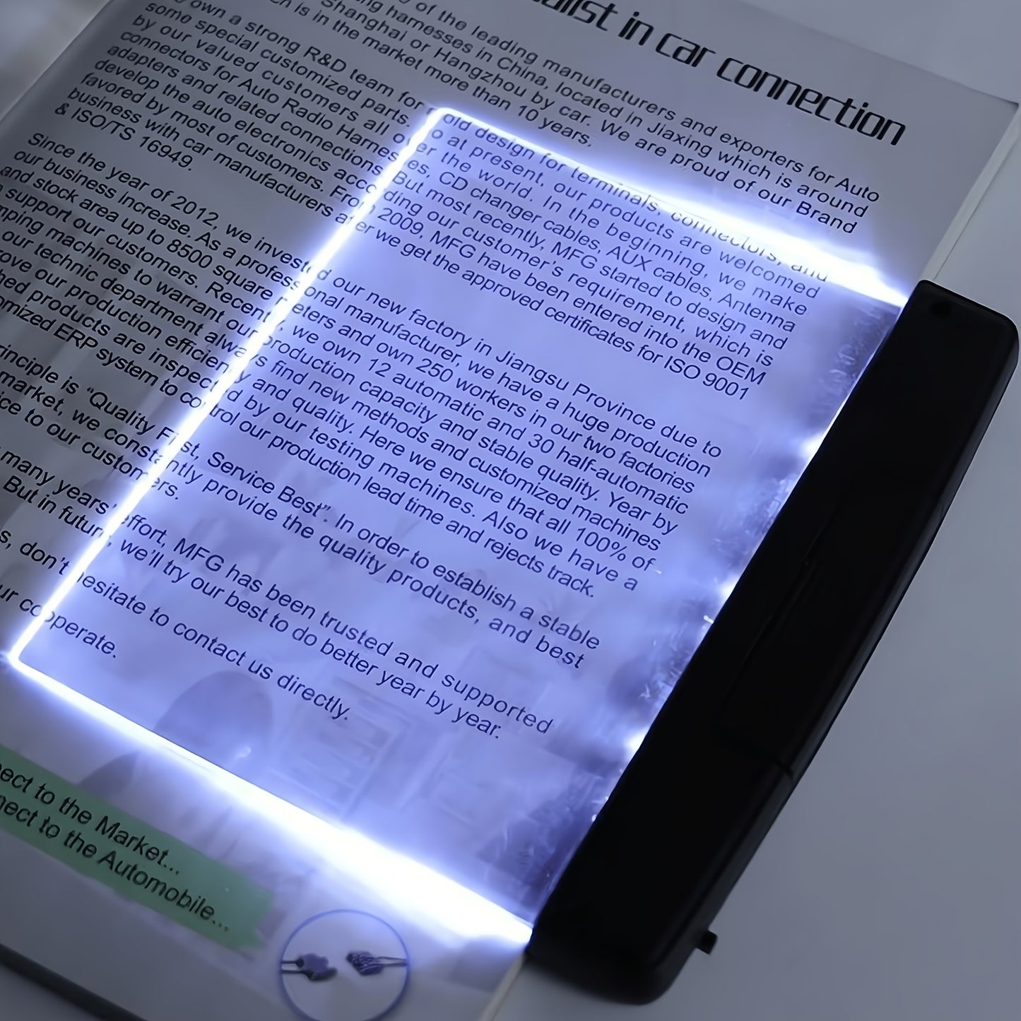 Portable LED Book Light with Eye-Care Technology - Battery-Powered, Flat Panel Bookmark Lamp for Travel & Night Readers, Great for Bed, Car, or Study.