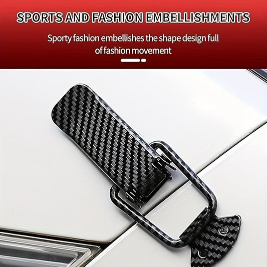 2 car bumper clips, carbon fiber pattern lock fixed pull buckle safety hook clips for car and truck bumpers.