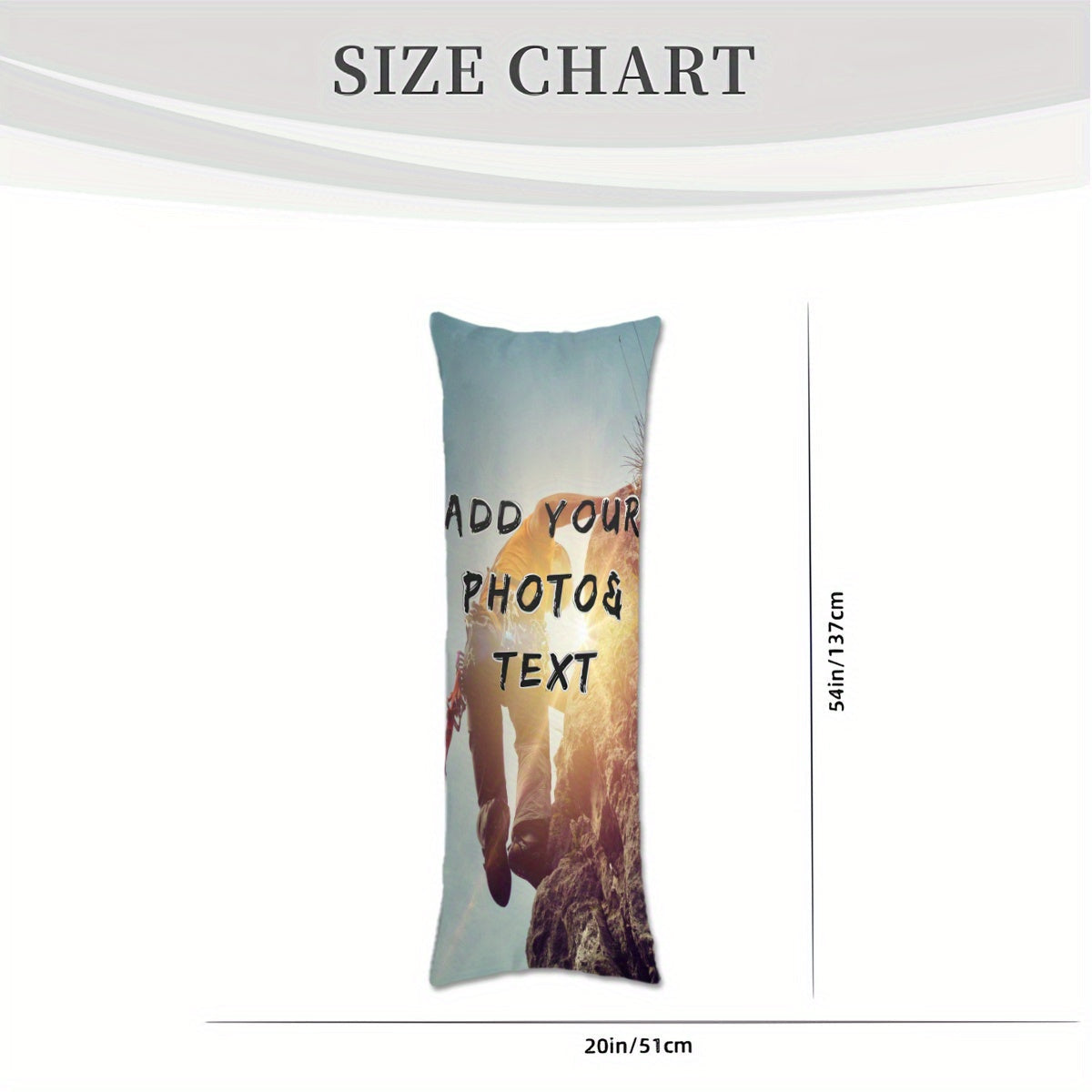 Personalized Long Body Pillowcase with Custom Photo or Text - 20x54 inches, Dual-Sided Printing, Varied Colors, Soft Cover Ideal for Christmas Gift - 1 piece