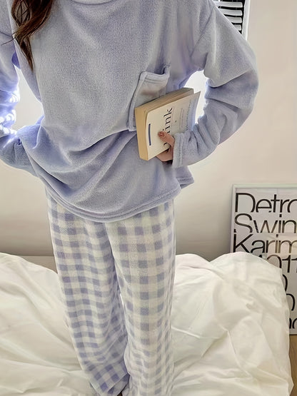 Velvet Plaid Pajama Set for Cozy Winter Nights.