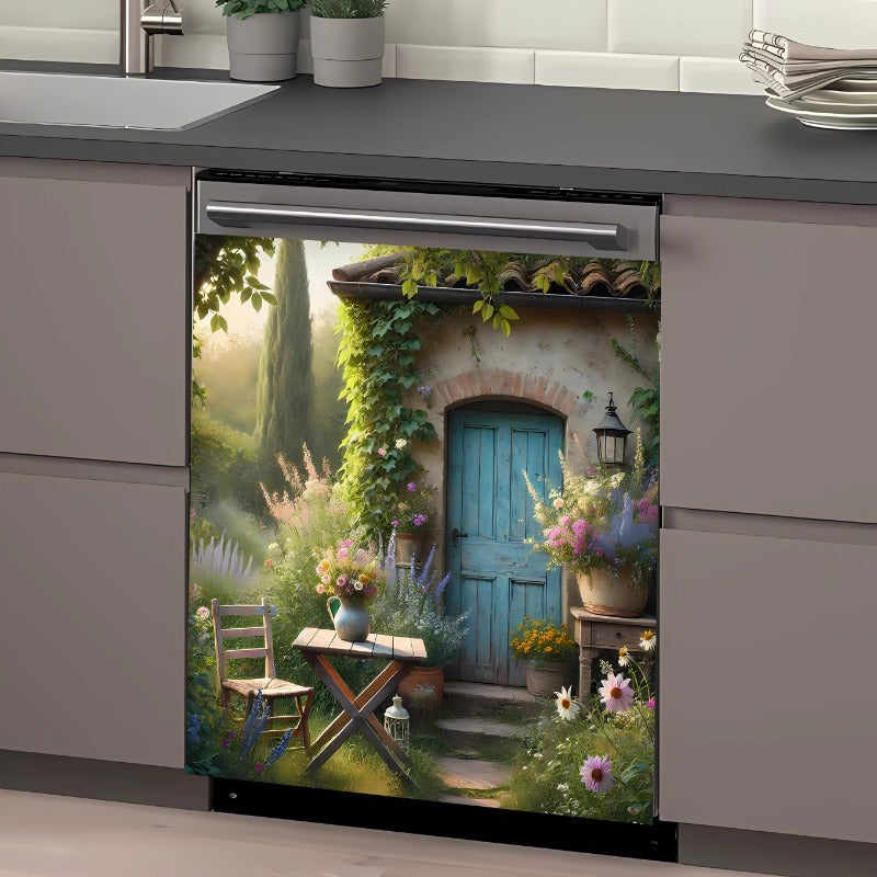 Spring-themed Dishwasher Magnetic Cover, 58x65cm, Non-Electric Kitchen Appliance Decor, Featherless, Featuring a Spring Garden Scene