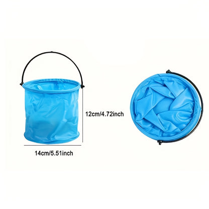 1 collapsible bucket with handle, suitable for beach, travel, outdoor activities. Comes in random colors: blue, purple, orange, green.