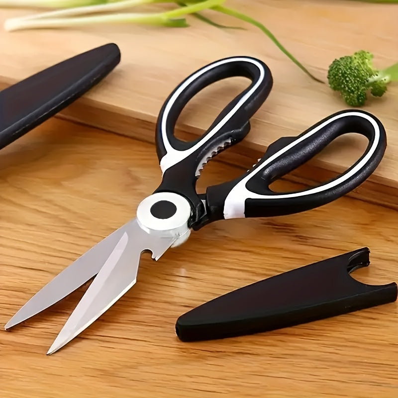 Multipurpose stainless steel scissors with heavy-duty, sharp blades and ergonomic non-slip handles for cutting a variety of materials with ease.