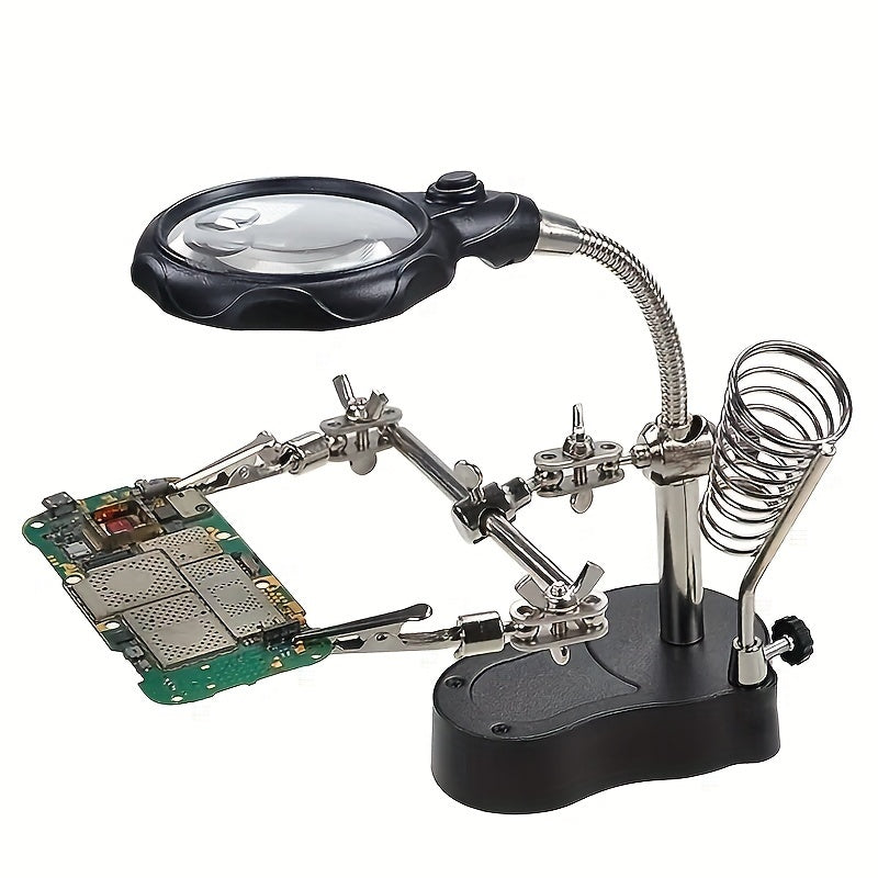 LED Magnifying Desk Lamp with Hand Repair Clip - Perfect for Jewelry, Miniatures, and Hobbyists