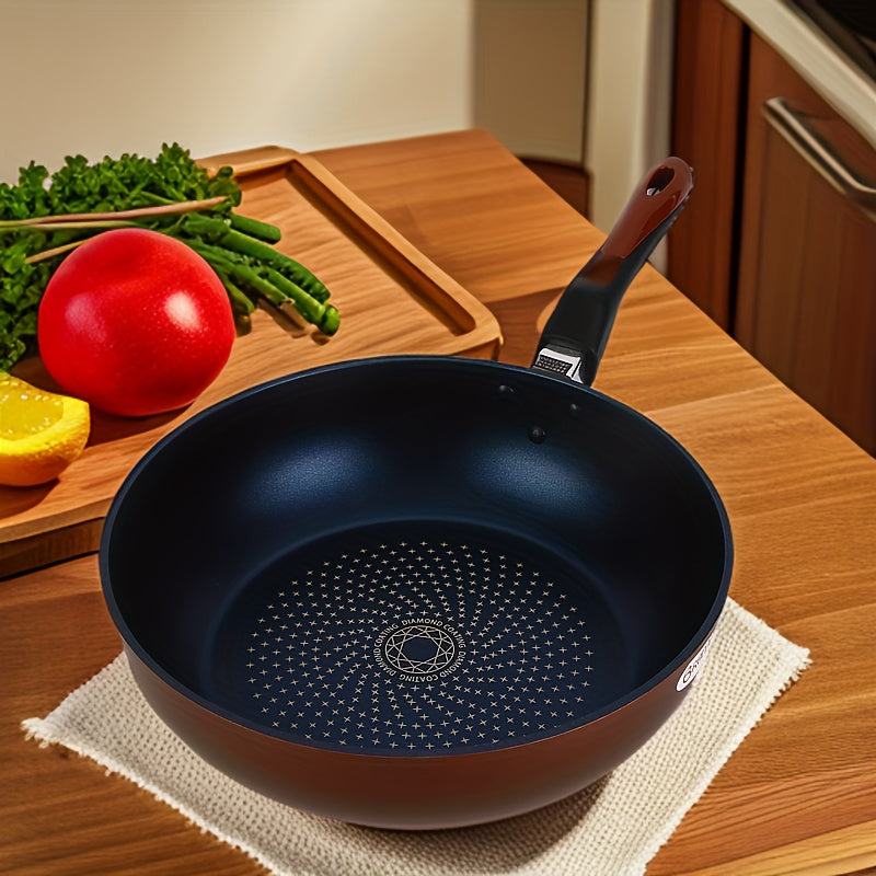 Introducing the versatile 28cm All-Around Frying Pan: Bringing the Heat to Your Kitchen! This pan is perfect for induction ovens, deep frying, and creating delicious steak dishes. With its non-stick coating, this pan will take your cooking to new heights