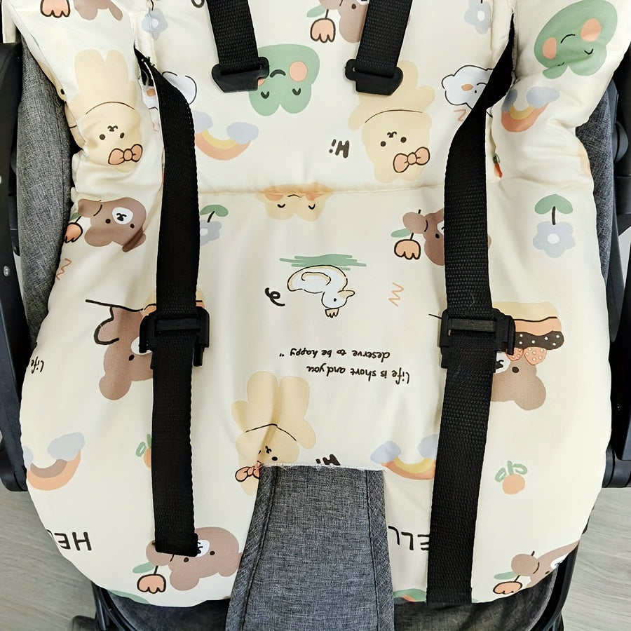 Soft and Cushy Car Seat Cushion for Kids - Breathable and Perfect for Strollers & High Chairs, with Cute Bear and Duck Patterns, Includes Insertion Pad, Designed for Young Children.