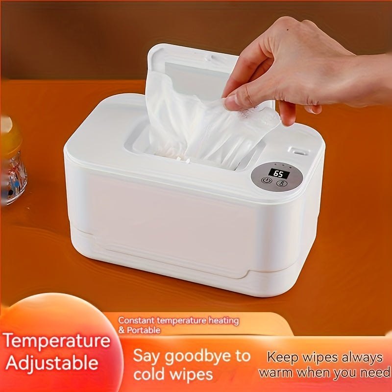 Portable USB night-light wet wipes warmer and dispenser perfect for use at home, in the car, or while traveling. Features a large capacity and compact design for easy storage.