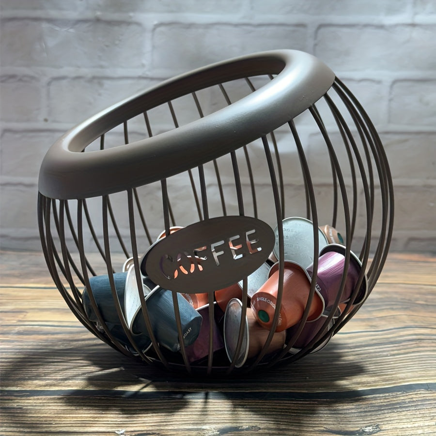 Slanted coffee capsule basket made of iron, perfect for organizing your coffee capsules on your home living room coffee table. Adds a stylish touch to your decor, suitable for use in cafes and bars.