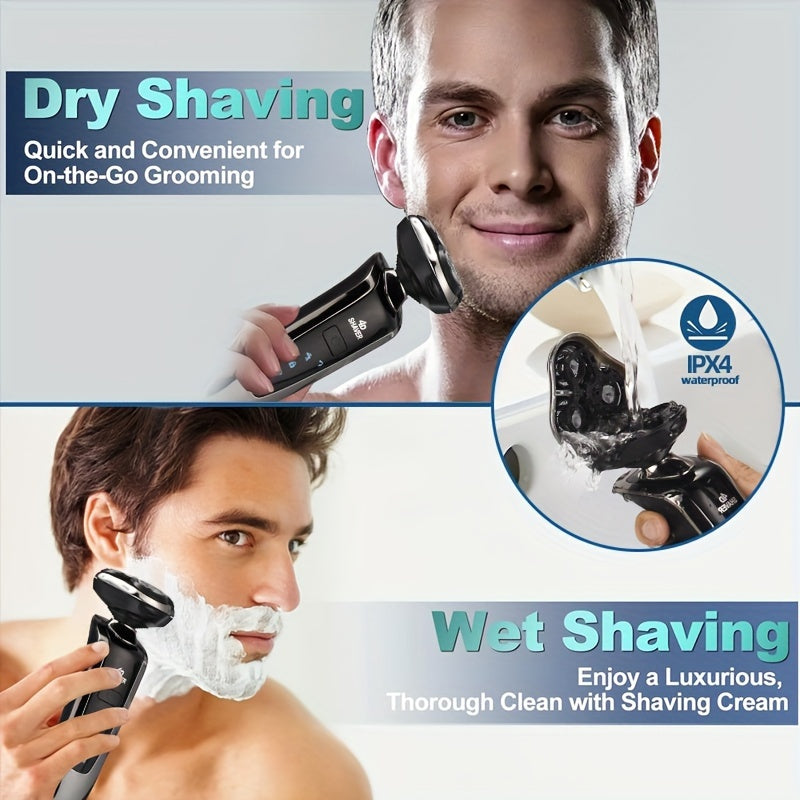 5-in-1 Men's Electric Shaver Set with Trimmer and Cleaning Brush for Smooth Shaving.