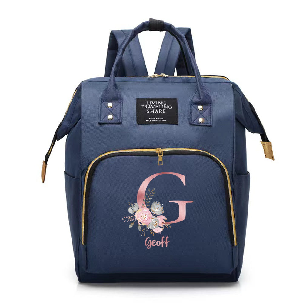 Customizable Mommy Backpack featuring A-Z Initial - Spacious Diaper Bag, Long-lasting Oxford Fabric, Ideal for Traveling & Nursing Must-haves.