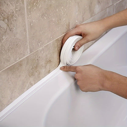 Waterproof and mold-resistant self-adhesive sealing tape ideal for kitchen and bathroom sinks and floors. Durable and easy to clean.