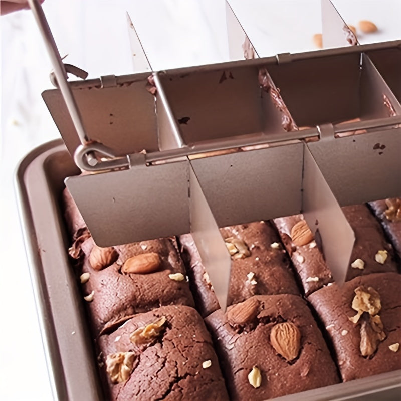 Cake Pan With Dividers, 1 piece, measures 30.99cm X 19.51cm. Also includes a Mini Loaf Pan and a Non-Stick Square Muffin Pan. This Bakeware set is essential for your baking needs and is suitable for use in the oven. Perfect addition to your Kitchen