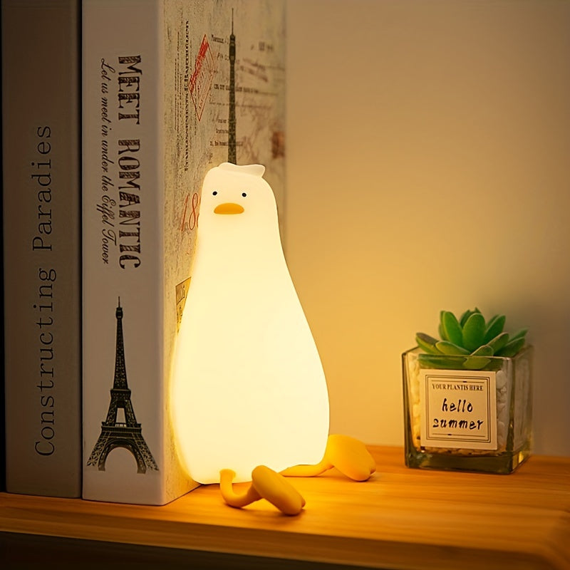 Silicone Duck LED Night Light - Dimmable & Timer-Controlled Bedside Lamp with Touch Control for Cute Bedroom Atmosphere