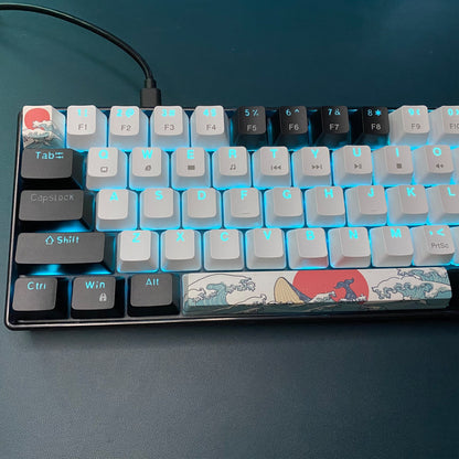 68-key Mechanical Gaming Keyboard with Sea Blue LED Backlight, Hot-Swappable Blue Switches, and Detachable Cable - Ideal for Windows/Mac users. Great for gifting on special occasions.