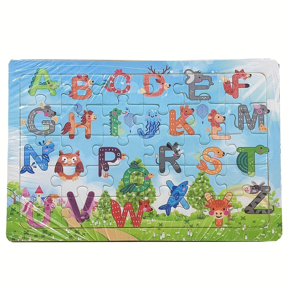 30-piece wooden puzzles featuring animals, dinosaurs, and cartoons for children to enhance their hands-on skills and kindergarten education.