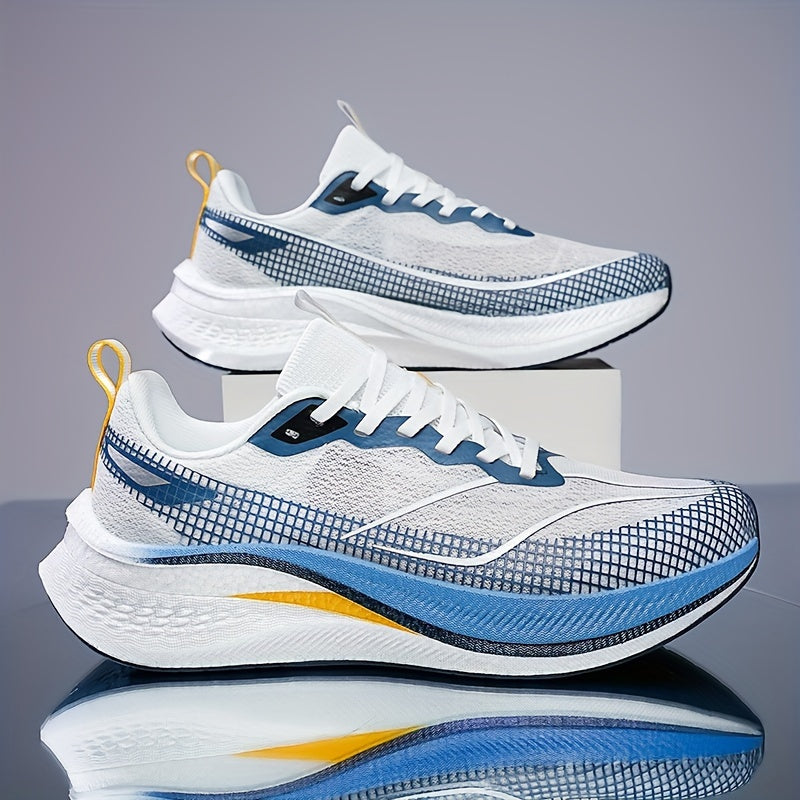 Men's lightweight running shoes with shock absorption, gradient color, and non-slip design for outdoor training.