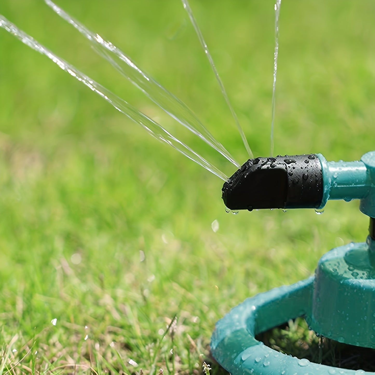 Durable garden sprinkler with 360-degree rotation for efficient watering of lawns and plants, easy to set up and water-saving.