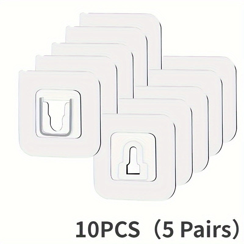 10-pack of contemporary style wall-mounted utility hooks with punch-free adhesive for easy installation and home organization.