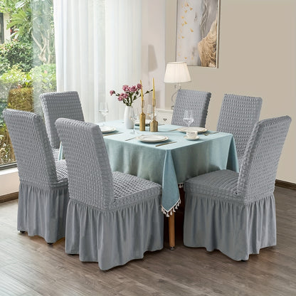 4 universal stretch chair covers with skirt, durable and washable, easy to fit and protect furniture