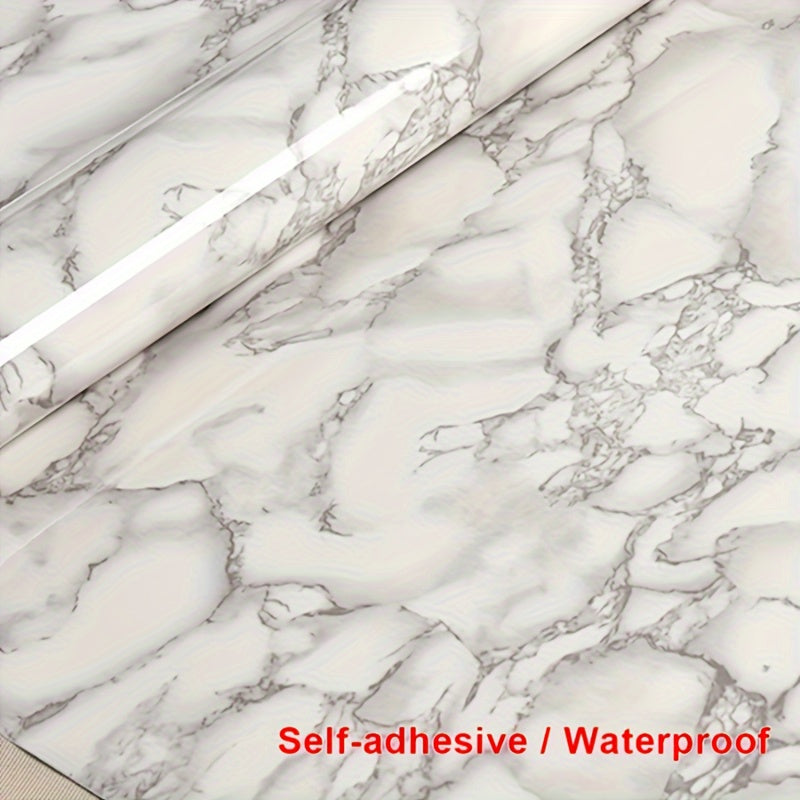 Decorate your kitchen and bathroom cabinets with this marble plastic shelf liner. This waterproof self-adhesive sticker is perfect for organizing drawers and protecting furniture from heat and oil. Revamp your home decor with this stylish renovation