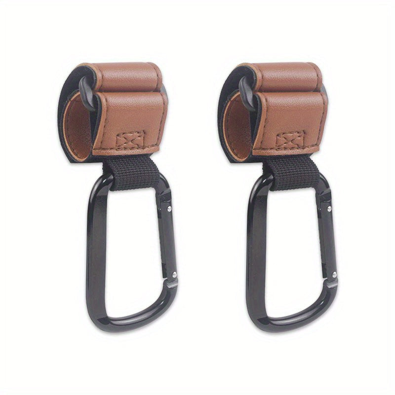 Multipurpose Stroller Hooks - Stylish Faux Leather Clips for Diaper Bags & Accessories, Perfect for Strollers, Cars, and Shopping Carts