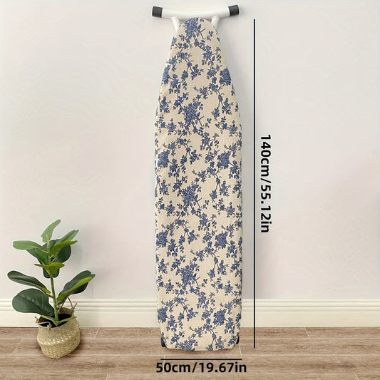 Get the Blue Rose Ironing Board Cover - Made of Strong Polyester Material, Resistant to Heat and Stains with a Secure Nose Pocket Design, Non-Slip Grip, Size 139.7cmx20