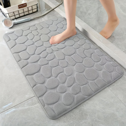 Thickened memory foam bath mat set includes non-slip floor mat, toilet mat, and soft absorbent foot mat.