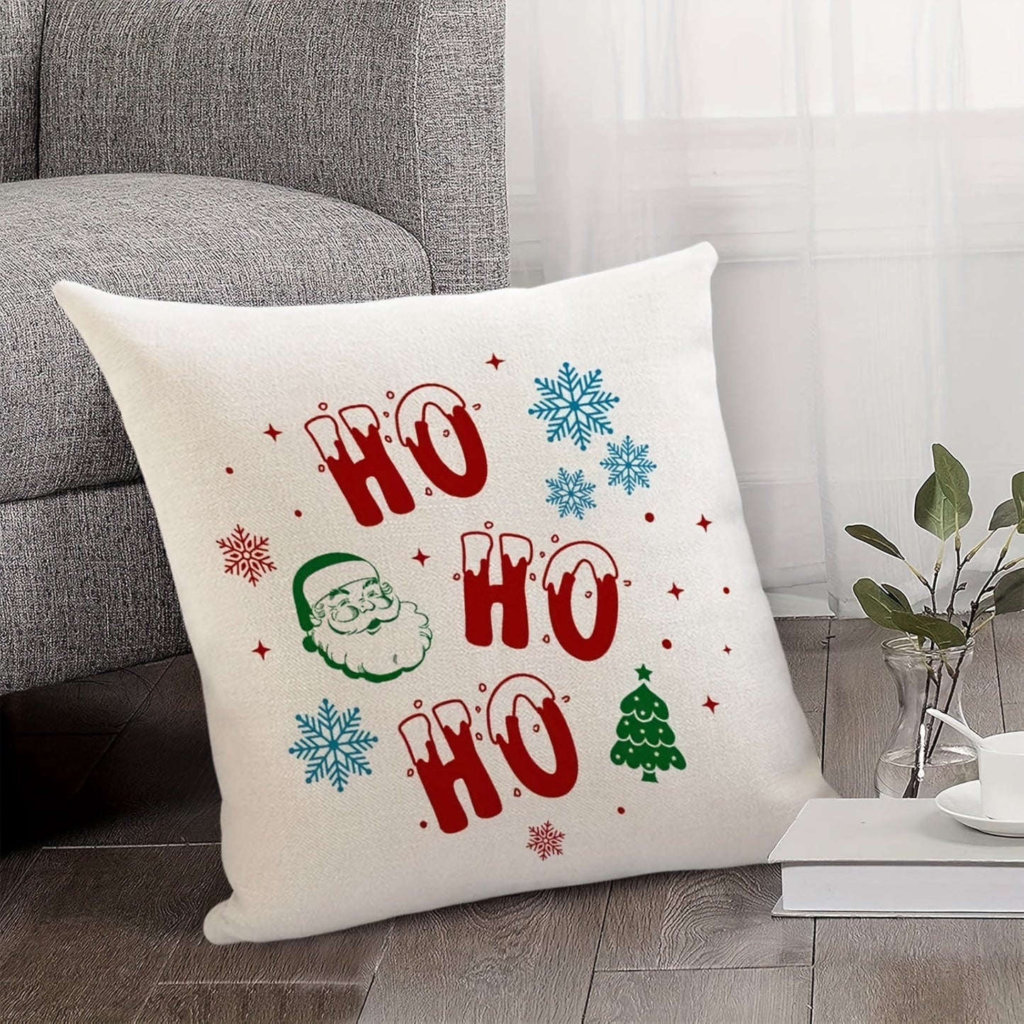 Celebrate the holiday season with the 1pc HOHOHO Festive Linen Christmas Pillowcase. This contemporary style pillowcase is machine washable and features a zippered closure and single sided print. Perfect for adding a festive touch to your home, living