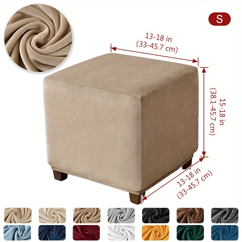 Velvet square ottoman cover for storage stool, with elastic and all-inclusive design.